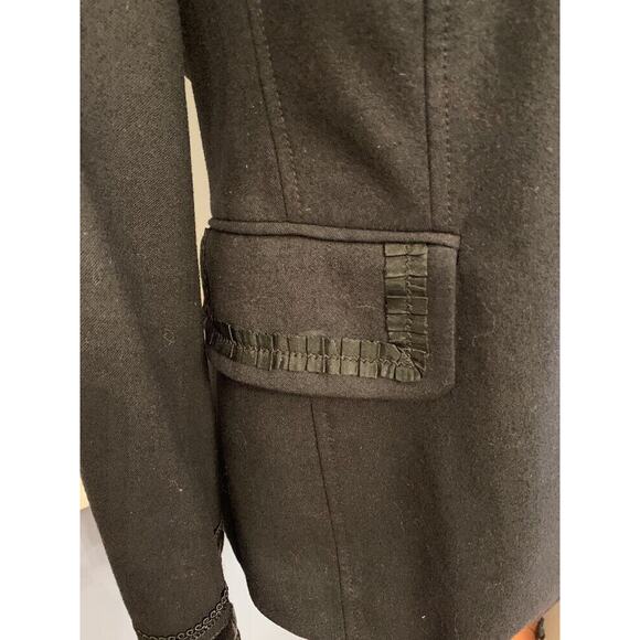 Size 44 (12) Feraud Black Womens Blazer Jacket Braided Trim Vintage Wool Blend - Picture 9 of 12